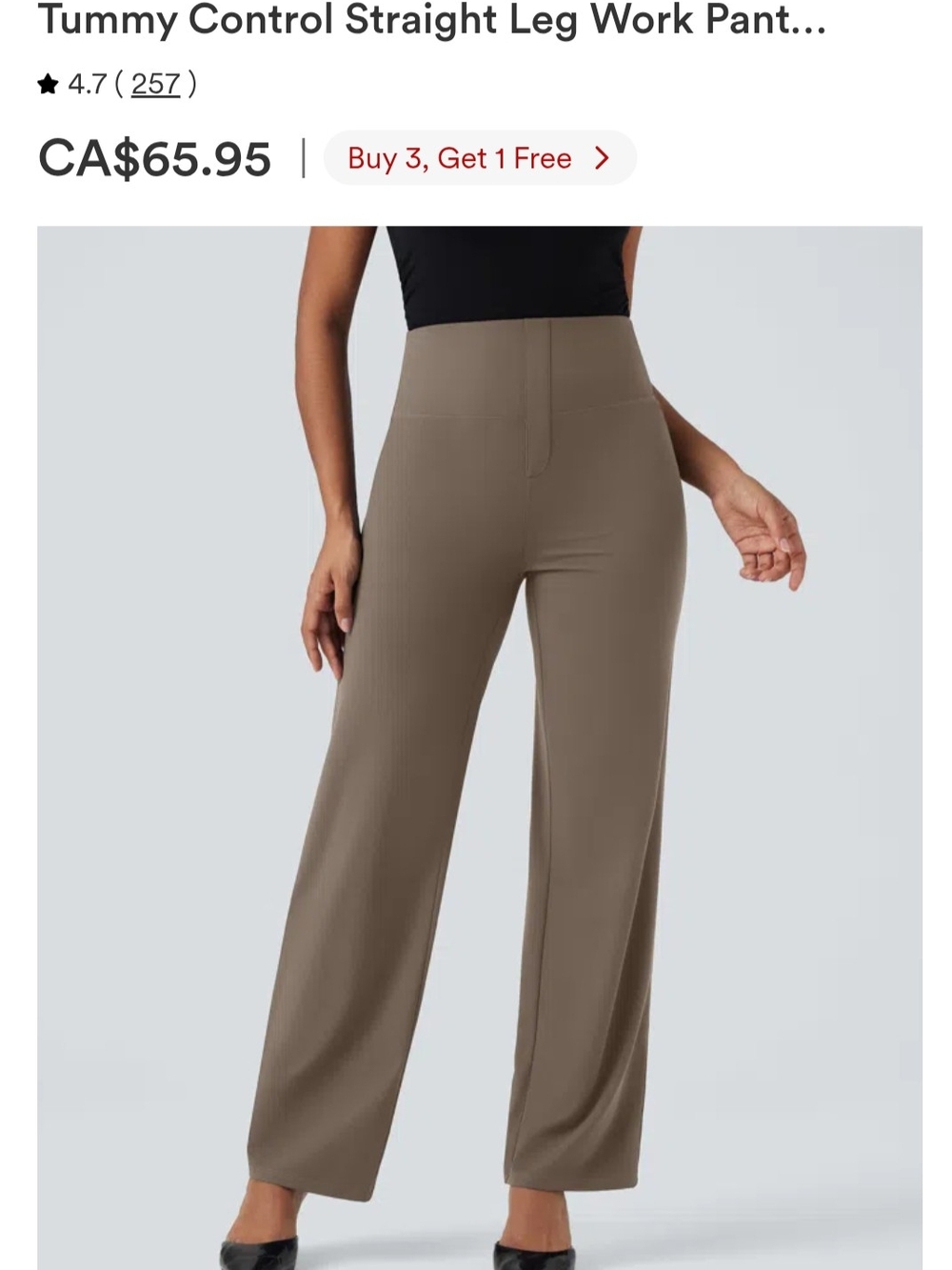 HALARA High-Waist Straight Leg Pants in Taupe